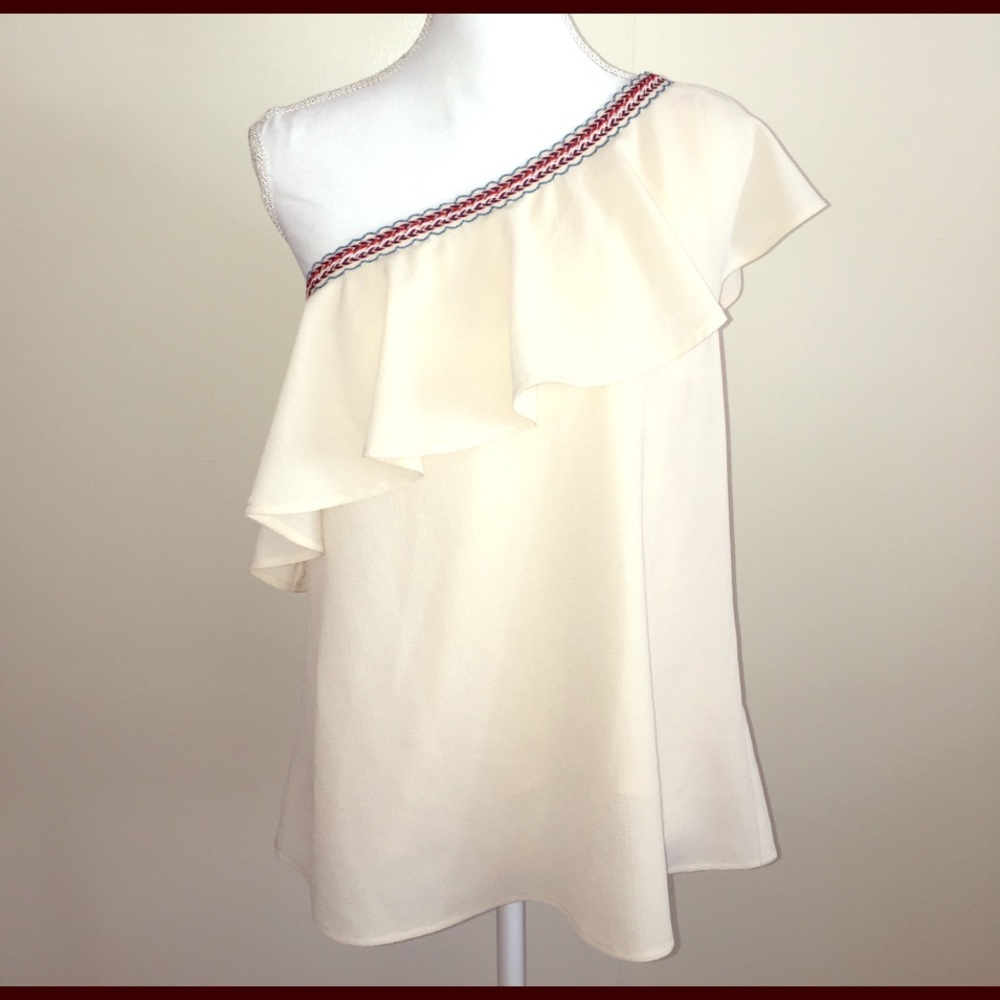 Anthropologie Paper Crane One Shoulder Blouse M